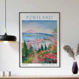 Portland Oregon Poster, Vintage Print, Wall Art, Minimal Travel Poster - thumbnail 1