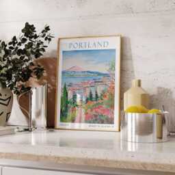 Portland Oregon Poster, Vintage Print, Wall Art, Minimal Travel Poster - thumbnail 2