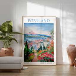Portland Oregon Poster, Vintage Print, Wall Art, Minimal Travel Poster - thumbnail 3