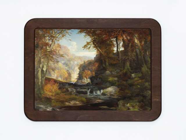 Thomas Moran - A Scene On The Tohickon Creek Autumn Trees Stream River Nature Landscape Classic Painting Wooden Framed Art Print - image 1