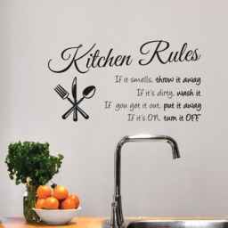 "Kitchen Rules Wall Decal Sign Dining Room Decor Country Gift For Mom Chef #1364 - 23"" Wide X 12" - thumbnail 1