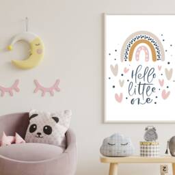 Hello Little One - Scandi Kids Wall Print Bedroom Playroom Gift Poster A5 A4 A3 Framed - thumbnail 2