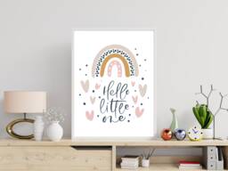 Hello Little One - Scandi Kids Wall Print Bedroom Playroom Gift Poster A5 A4 A3 Framed - thumbnail 1