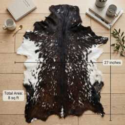 Brown & White Goat Skin Rug - Genuine Natural Goatskin Hide Rustic Animal Pelt Throw For Home Decor 5 Unique Variations - thumbnail 4
