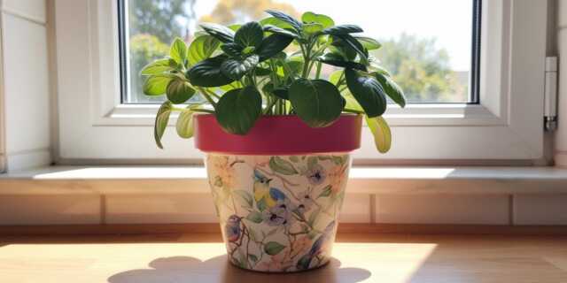 Decoupaged Flower Pot, Bird Design, Handmade Plant Planter - image 1