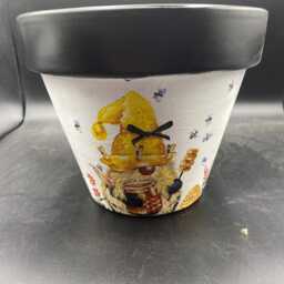 Decoupaged Flower Pot, Bird Design, Handmade Plant Planter - thumbnail 4