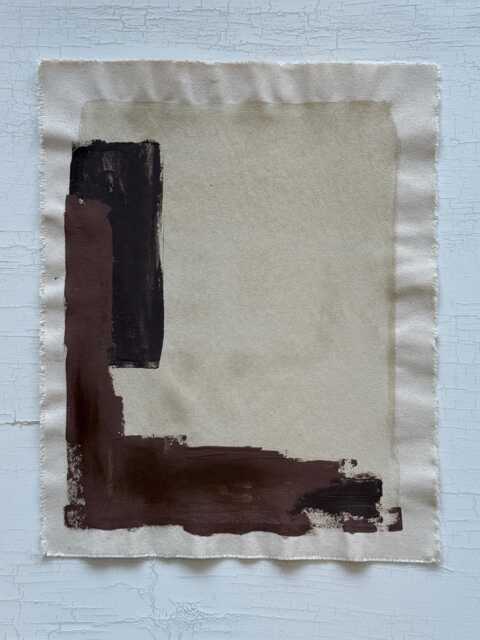Organic Abstract Textile Art Hand-Painted Cotton Canvas, 16x20'' Neutral Wall Decor - image 1
