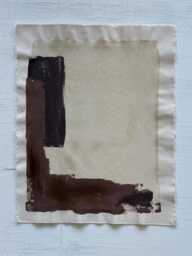 Organic Abstract Textile Art Hand-Painted Cotton Canvas, 16x20'' Neutral Wall Decor - thumbnail 1