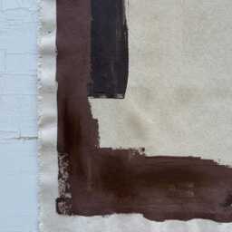 Organic Abstract Textile Art Hand-Painted Cotton Canvas, 16x20'' Neutral Wall Decor - thumbnail 2