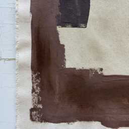 Organic Abstract Textile Art Hand-Painted Cotton Canvas, 16x20'' Neutral Wall Decor - thumbnail 3