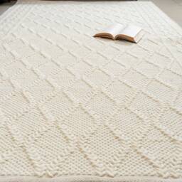Hand Woven Chunky Braided Knitted, Modern Style New Zealand Wool Indoor Rug. Entryway Or Runner , Off White - Therugbasket - thumbnail 3