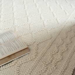 Hand Woven Chunky Braided Knitted, Modern Style New Zealand Wool Indoor Rug. Entryway Or Runner , Off White - Therugbasket - thumbnail 4