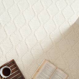 Hand Woven Chunky Braided Knitted, Modern Style New Zealand Wool Indoor Rug. Entryway Or Runner , Off White - Therugbasket - thumbnail 2