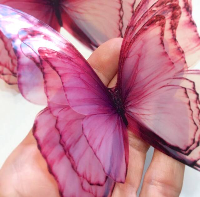 Huge Pink Butterflies - 3D Light Pink Wall Decoration Plastic Fairy Wings Translucent Butterflies Unicorn Nursery - image 1