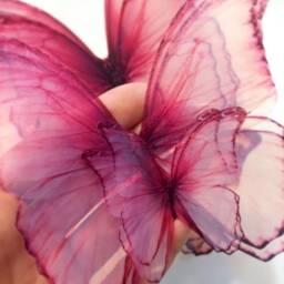 Huge Pink Butterflies - 3D Light Pink Wall Decoration Plastic Fairy Wings Translucent Butterflies Unicorn Nursery - thumbnail 3