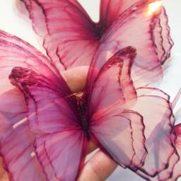 Huge Pink Butterflies - 3D Light Pink Wall Decoration Plastic Fairy Wings Translucent Butterflies Unicorn Nursery - thumbnail 2