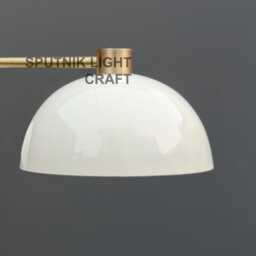 Mid Century Modern Brass Chandelier, 4 Light Linear Pendant, White Dome Shades, Ceiling Light, Kitchen Island Lighting - thumbnail 4