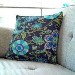 "Blue Moroccan Floral Cushion Covers - Ethnic Garden Flora Throw 18""/20" - thumbnail 1