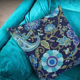 "Blue Moroccan Floral Cushion Covers - Ethnic Garden Flora Throw 18""/20" - thumbnail 2