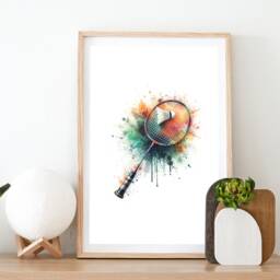 Badminton Print Poster Set - Of 3 Posters - Watercolour Art Painting Decoration Decor Wall Gifts Artwork - thumbnail 2