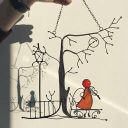 Bronze Red Suncatcher Angel Music Art Composition Home House Decor Cling Window Wall Hangings, Grandma Mother's Day Gift - thumbnail 2