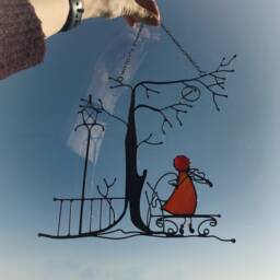 Bronze Red Suncatcher Angel Music Art Composition Home House Decor Cling Window Wall Hangings, Grandma Mother's Day Gift - thumbnail 3