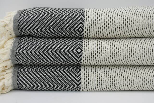 Turkish Blanket, Black Blanket, Turkish Bedspread, Hnadmade Blanket, Home Decor, Bed Cover, Throws, Soft Blanket, 75x91, Turkish Towel, B3-Dreamb - image 1