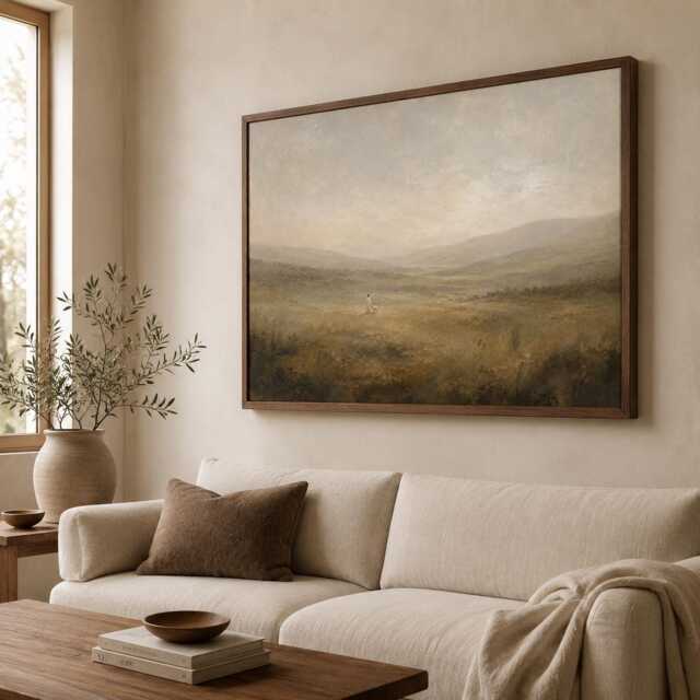 Good Shepherd Wall Art, Jesus & Lamb Landscape Print, Christian Framed Canvas, Religious Decor For Prayer Corner - 279 - image 1