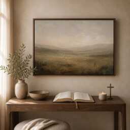 Good Shepherd Wall Art, Jesus & Lamb Landscape Print, Christian Framed Canvas, Religious Decor For Prayer Corner - 279 - thumbnail 2