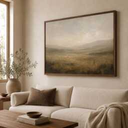 Good Shepherd Wall Art, Jesus & Lamb Landscape Print, Christian Framed Canvas, Religious Decor For Prayer Corner - 279 - thumbnail 1