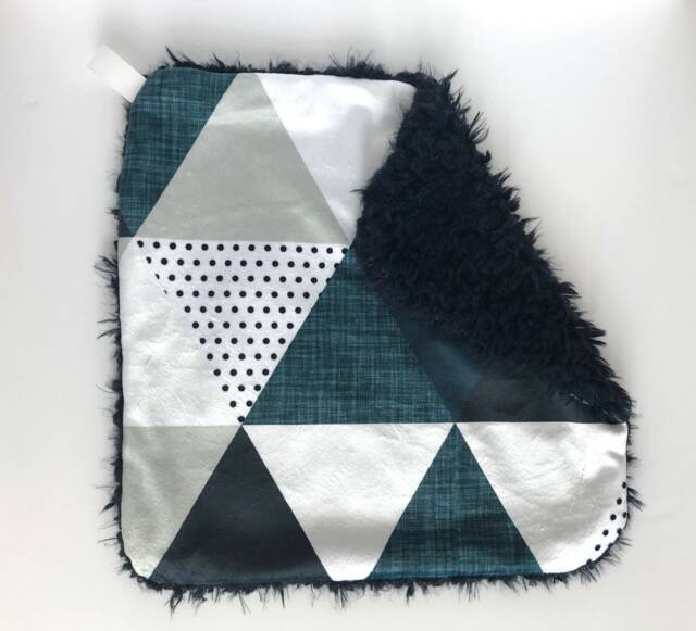 Lovey, Security Blanket, Blankie, Minky Baby Blueand White New Gift, Modern Lovey - image 1