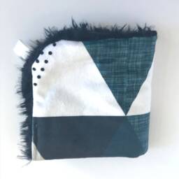 Lovey, Security Blanket, Blankie, Minky Baby Blueand White New Gift, Modern Lovey - thumbnail 4