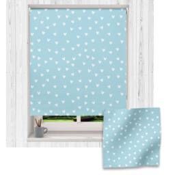 White & Blue Heart Roller Blind, Children's Made To Measure, Heart Blind