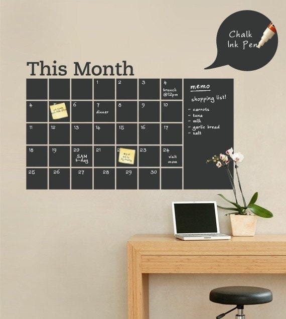 Chalkboard Wall Decal - Monthly Calendar - image 1