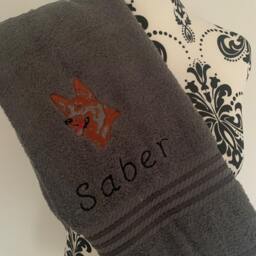 German Shepherd Dog Towel - Personalised Face Cloth/Hand Bath Embroidered Dog & Text - thumbnail 3