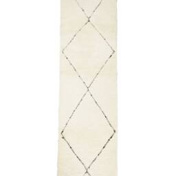 Summer Sale Large Berber Runner - 294 X 75 cm Handmade Beni Ouarain Rug, Handwoven Wool, Bohemian One Of A Kind, White Shaggy Rug - thumbnail 2