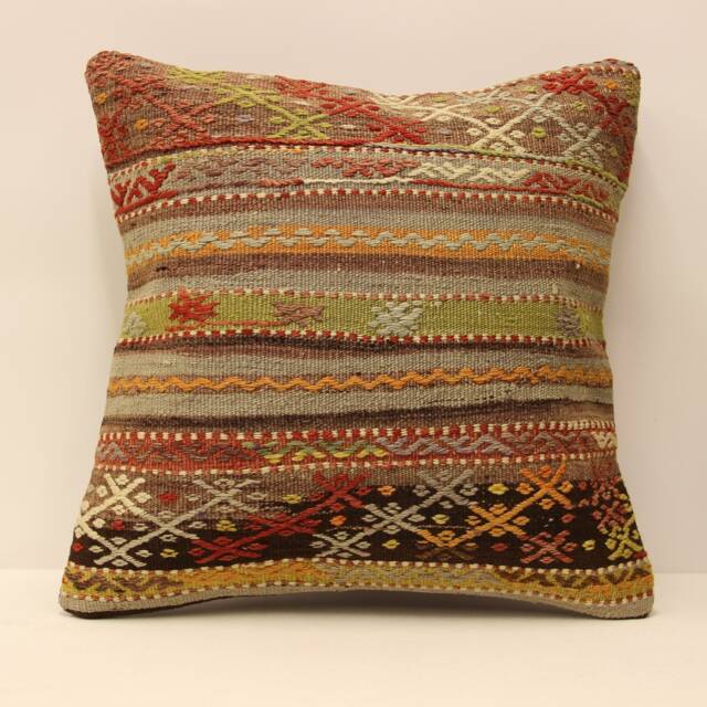 Vintage Throw Kilim Pillow 18x18 - 45x45 cm Turkish Pillow Minimalist Cushion Cover Sofa Pillows 4Kbf-429 - image 1