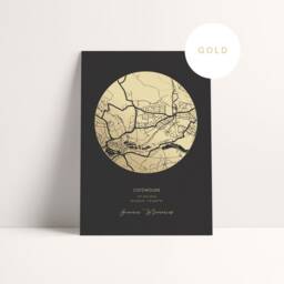 Custom Map Print, Personalised Foil Location Wall Art, Gold Silver Rose Copper Metallic Anniversary, Wedding, New Home Gift - thumbnail 3