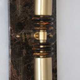 Tiger Eye Gemstone An Dark Emperador Marble Double Wall Light Fixture & Brass Vanity Lighting Kitchen Brown Sconce - thumbnail 4