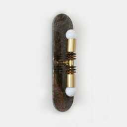 Tiger Eye Gemstone An Dark Emperador Marble Double Wall Light Fixture & Brass Vanity Lighting Kitchen Brown Sconce - thumbnail 3
