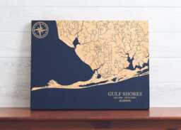 Gulf Shores, Alabama Map - Engraved Wood Coastal Art Sign, Beach Home Decor Wall Hanging, Nautical Print, Unique Personalized Family Gift