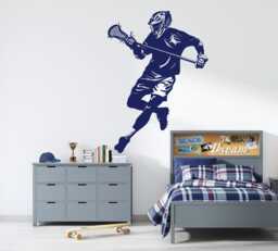 Custom Lacrosse Player Wall Decal Personalized Name, Sticks Sticker 1026