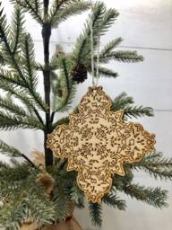 Boho Christmas Ornament, Style Wooden Decor, Natural Wood Bohemian Home Tree Holiday Decoration