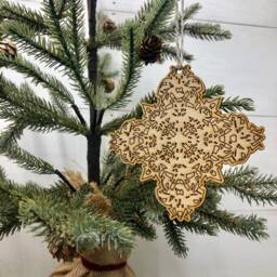 Boho Christmas Ornament, Style Wooden Decor, Natural Wood Bohemian Home Tree Holiday Decoration - thumbnail 2