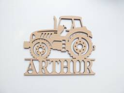 Personalised Tractor Themed Sign - Wooden Nursery Decor Children's Bedroom Playroom Wall Art Scandi Decoration Farm Machinery - thumbnail 1