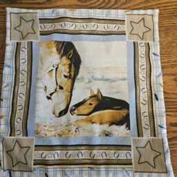 Horse & Foal Pillow Cover With Star Border, 14 X Decorative - thumbnail 4