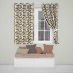 Vintage Strawberry Botanical Cream Background Seamless Pattern Readymade Eyelet Ring Top Thermal 100% Blackout Curtains