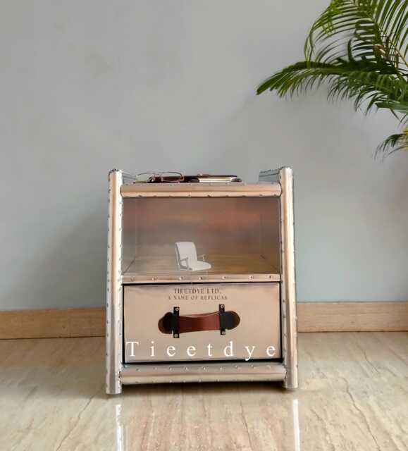 Tieetdye Side End Table With Aviator Style Aluminum Finish - image 1