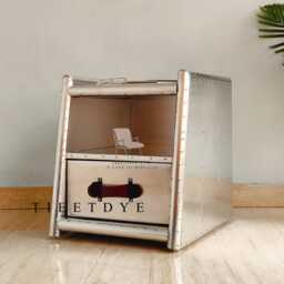 Tieetdye Side End Table With Aviator Style Aluminum Finish - thumbnail 2