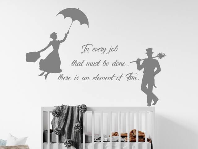 Mary Poppins Quote Wall Decal Nursery Cartoon Art 01Mp - image 1